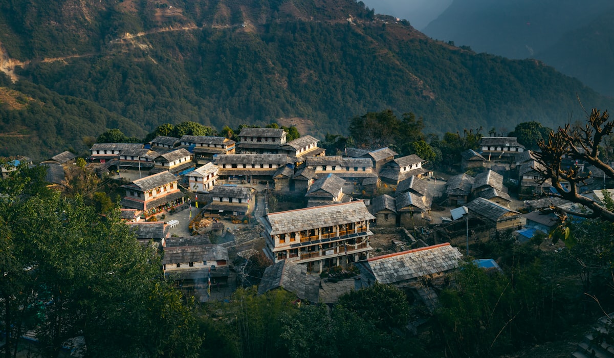 Stone roofed houses of the Gurung village of Ghandruk in the Annapurna foothills